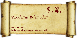 Vidám Máté névjegykártya